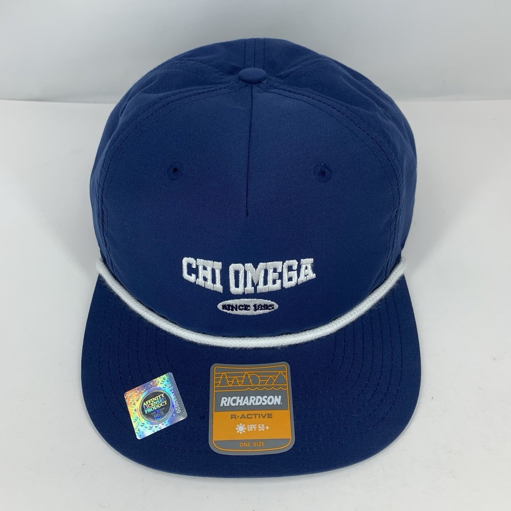 Chi Omega Hat Blue Snapback OSFM Richardson Outdoor UPF 50+ Baseball Cap